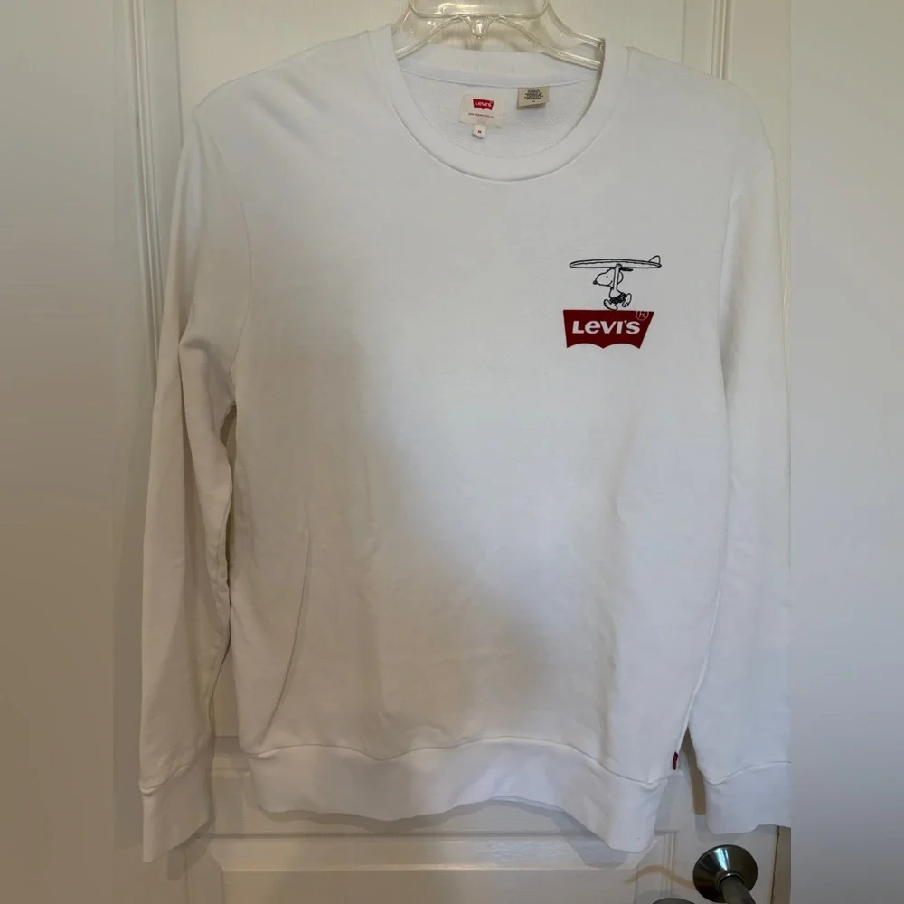 Levi's Snoopy Sweatshirt Size Medium Peanuts‎ Surfboard Beach No Dogs Allowed